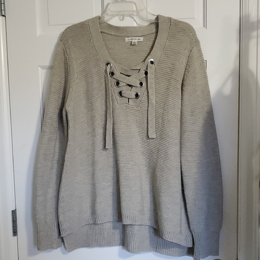 John Paul Richard Women's Lace-Up Sweater - Beige Sz L